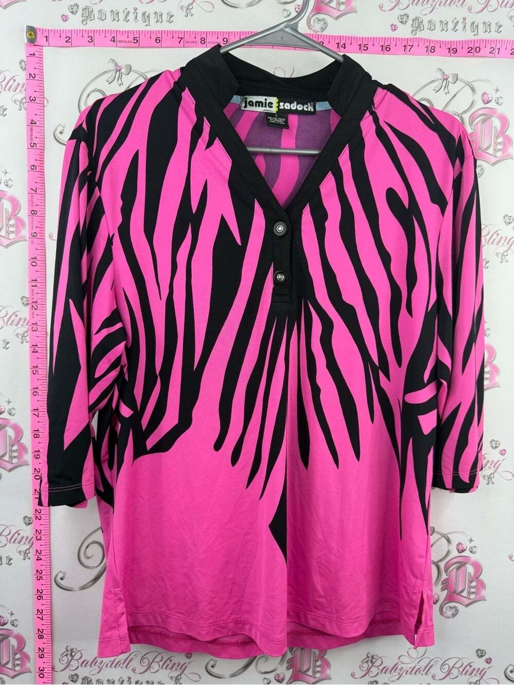 jamie sadock top y2k preppy Hot Pink and Black Zebra-Print Tunic Top